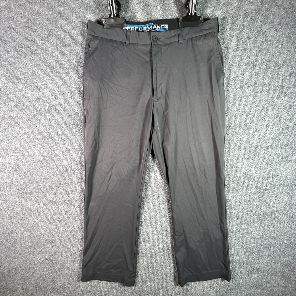 Roundtree & Yorke Golf Pant Mens 36x30 Black Performance Straight Leg Flat Front